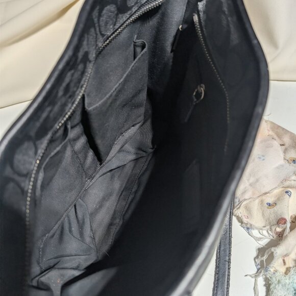 Coach Signature Canvas Black/Grey City Tote - Picture 3 of 8